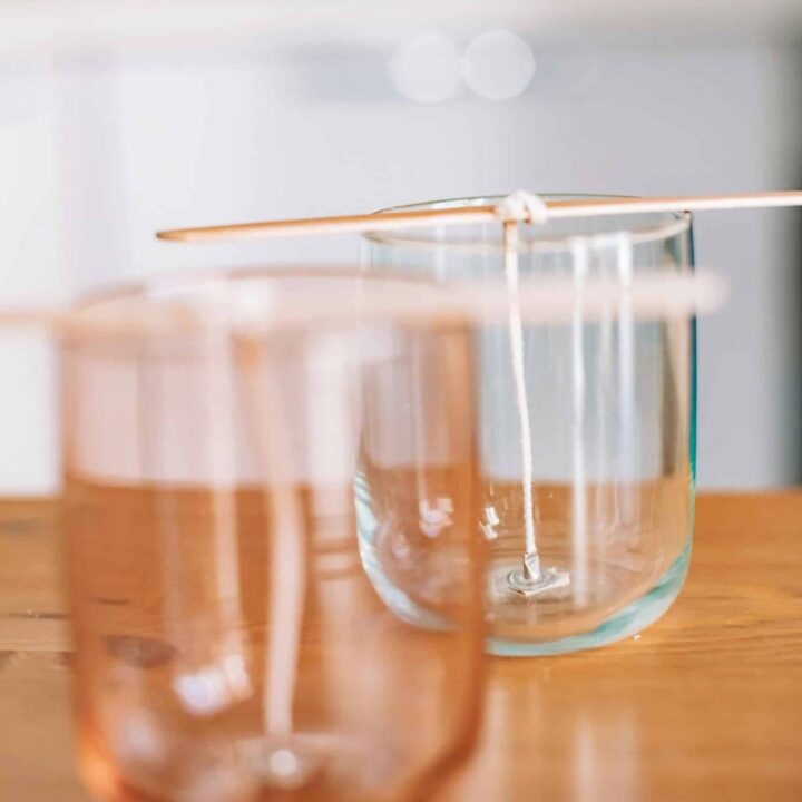 Candle wick inside of glass jar